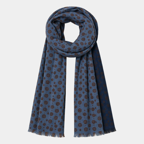 Spasso Blue Garnet Flowers Scarf Thumbnail