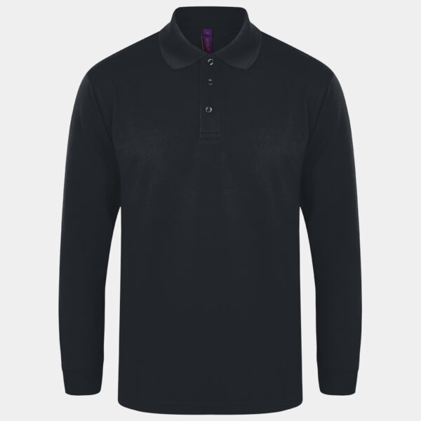 Henbury Unisex Long Sleeve Coolplus® Piqué Polo Shirt Thumbnail