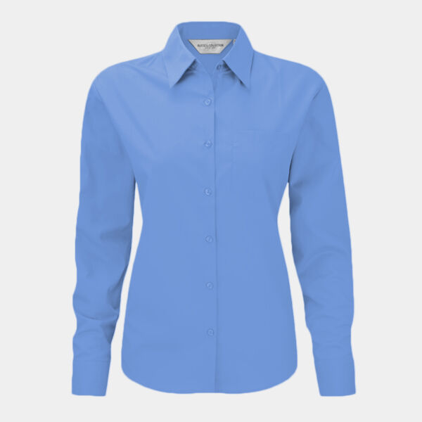 Russell Athletic Collection Ladies Long Sleeve Easy Care Poplin Shirt Thumbnail