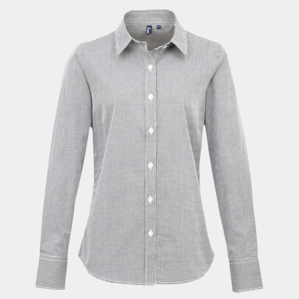 Premier Ladies Gingham Long Sleeve Shirt Thumbnail