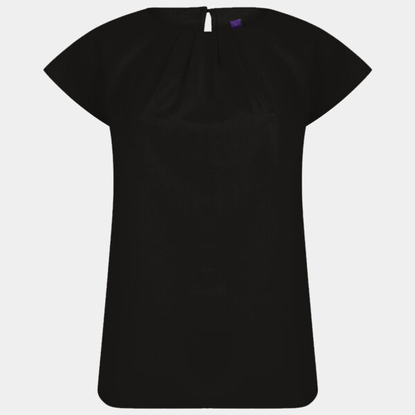 Henbury Ladies Pleat Front Short Sleeve Blouse Thumbnail