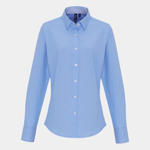 Premier Ladies Long Sleeve Striped Oxford Shirt Thumbnail