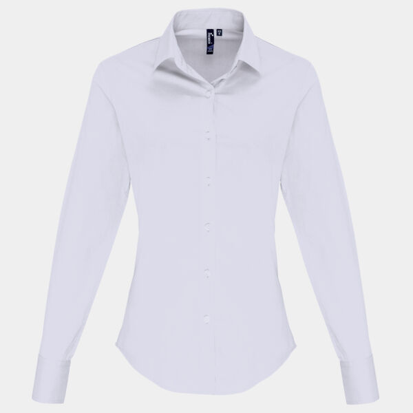 Premier Ladies Long Sleeve Stretch Fit Poplin Shirt Thumbnail