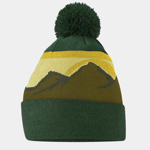 Mountain peaks pom pom beanie Thumbnail