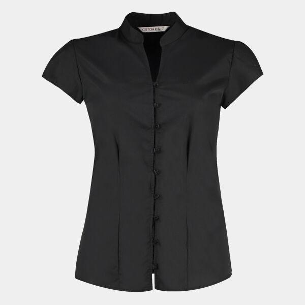 Women's continental blouse mandarin collar cap sleeve (tailored fit) Thumbnail