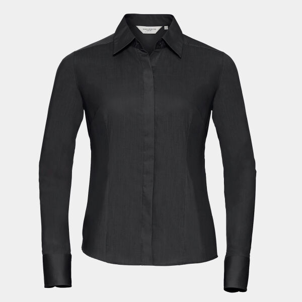 Women's long sleeve polycotton easycare fitted poplin shirt Thumbnail