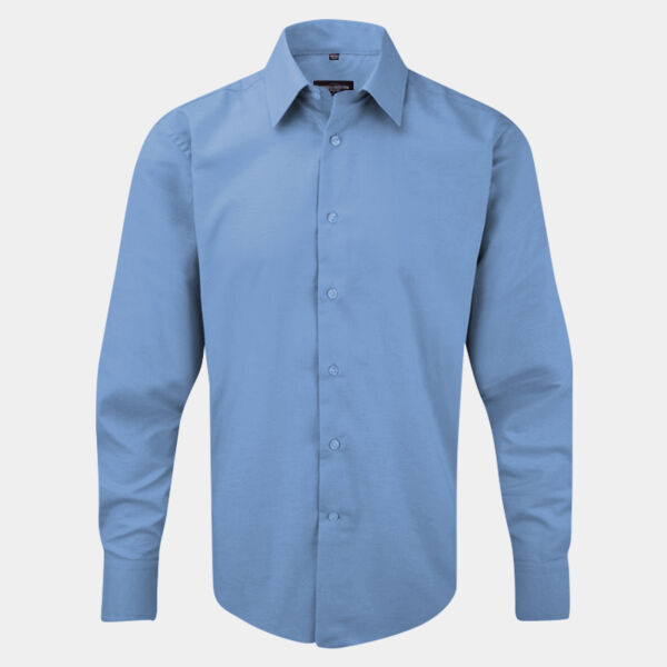 Long sleeve polycotton easycare fitted poplin shirt Thumbnail