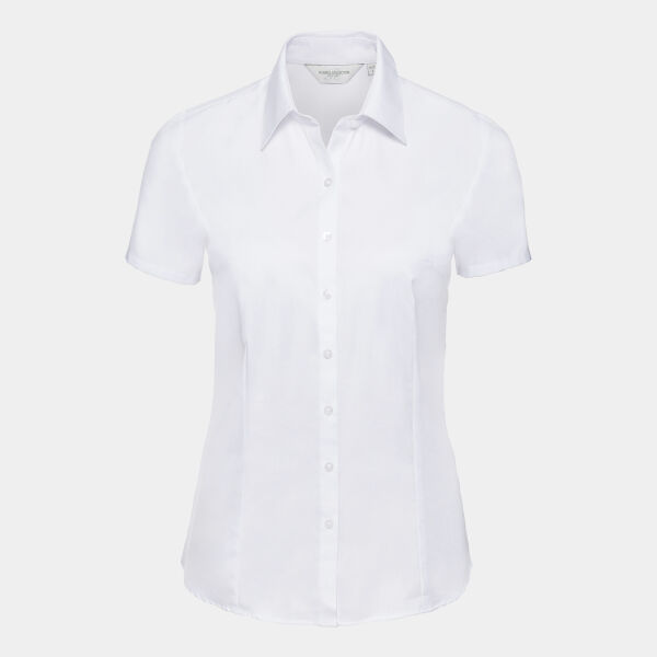 Women's short sleeve herringbone shirt Thumbnail