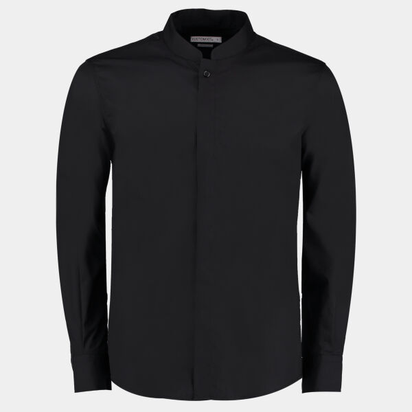 Mandarin collar shirt long-sleeved (tailored fit) Thumbnail