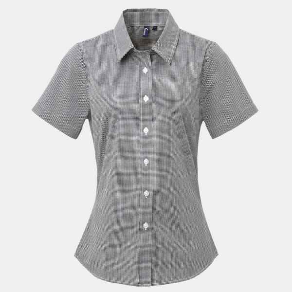 Women's Microcheck (Gingham) short sleeve cotton shirt Thumbnail