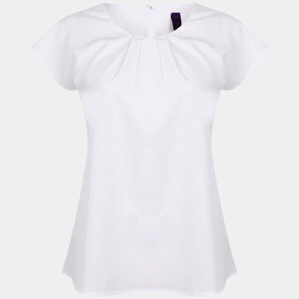 Women's pleat front short sleeve blouse Thumbnail