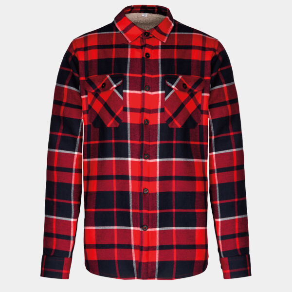 Sherpa-lined checked shirt jacket Thumbnail