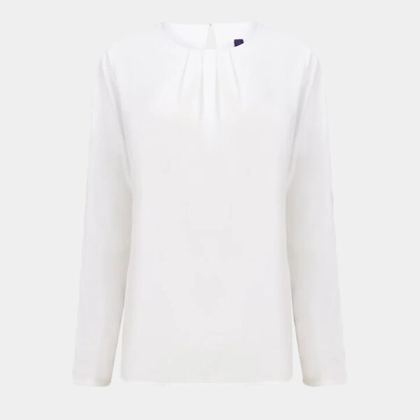 Women's pleat front long sleeve blouse Thumbnail
