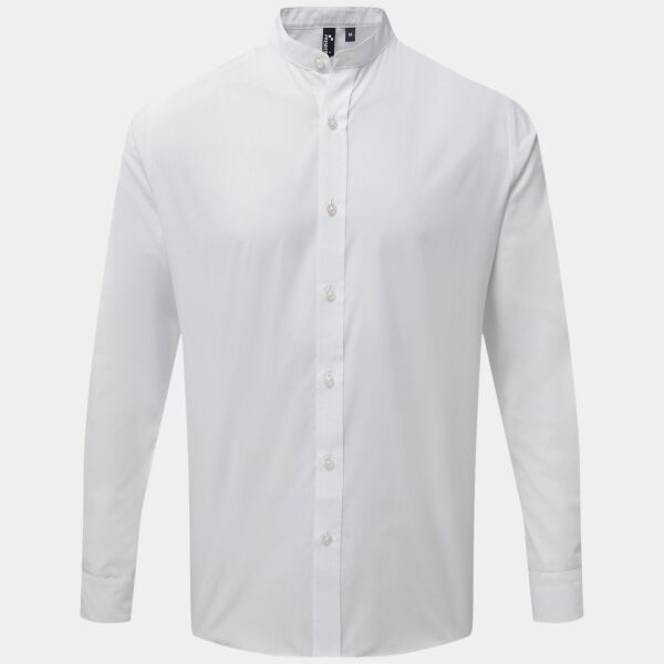 Banded collar grandad long sleeve shirt Thumbnail